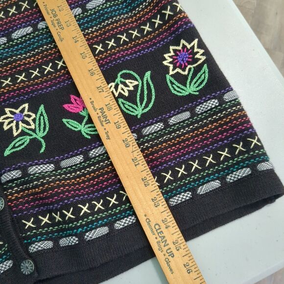90’s Country Primitive Women’s Rainbow Embroidered Flower Sweater Vest new xl - Picture 6 of 8